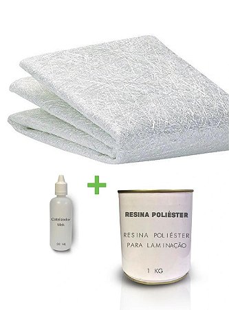 Kit Reparo Manta Fibra De Vidro 1kg + 1 Kg Resina + Catalizador Grátis