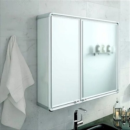 Armario Banheiro Perfil De Aluminio C/ Espelho LBP16/S Astra