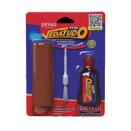 Kit Fita Manta Asfáltica 1M Autoadesiva Terracota + Primer 30ml - Dryko