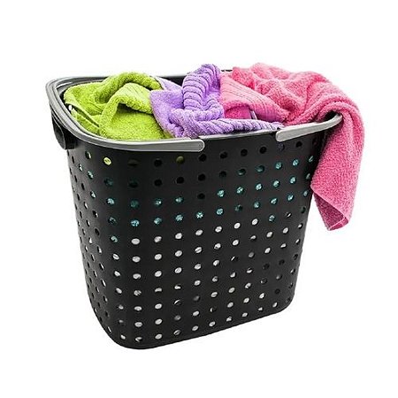 Conjunto Lavanderia Cesto Organizador Portátil Viena Duplo Preto