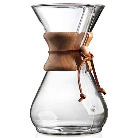 Coador Chemex Formato Ampulheta com Alça Madeira 6 Xícaras