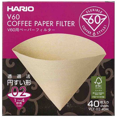 Filtro De Papel Natural Para Hario V60 02 com 40 Unidades