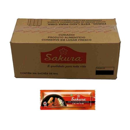 Caixa 300 un Sache Molho Shoyo de Soja Sakura Premium 8ml