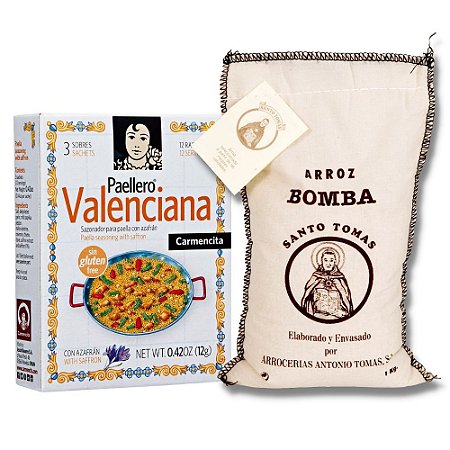 Kit Paella Arroz Bomba 1kg + Tempero Valenciana Carmencita