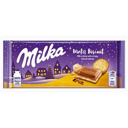 Chocolate Milka Winter Biscuit Cream Pedaços Biscoito 100g