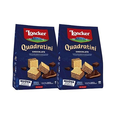 Kit 2 Biscoitos Waffer Loacker Quadratini Kakao 125g