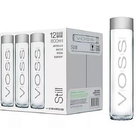 Água Voss Sem Gás Garrafa em Vidro 800ml Kit 12 Unidades