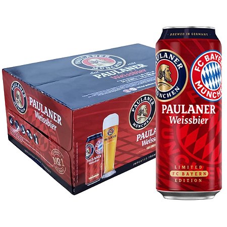 Cerveja Paulaner Weissbier FC Bayern München 500ml Kit 24 un - Emporio Campo Gourmet