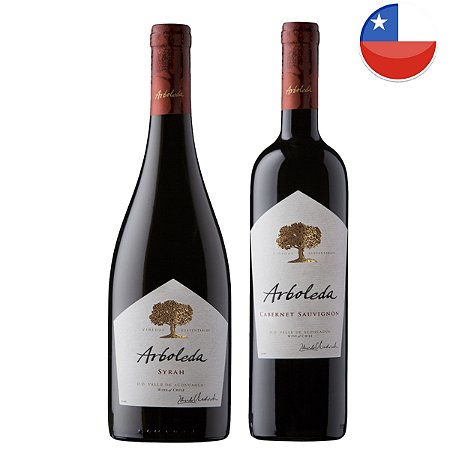 Kit 2 Vinhos Tinto Arboleda Syrah e Cabernet Sauvignon 750Ml