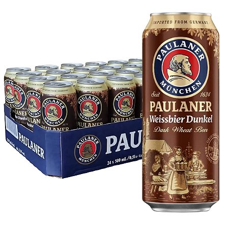 Kit 24 Cervejas Alemã Paulaner Weiss Dunkel Lata 500ML