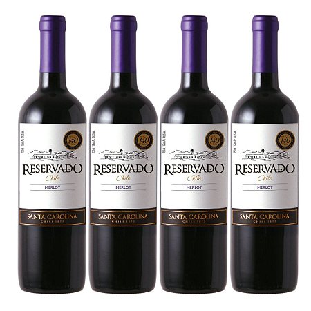 Kit 4 Vinhos Tinto Merlot Reservado Santa Carolina 750ml