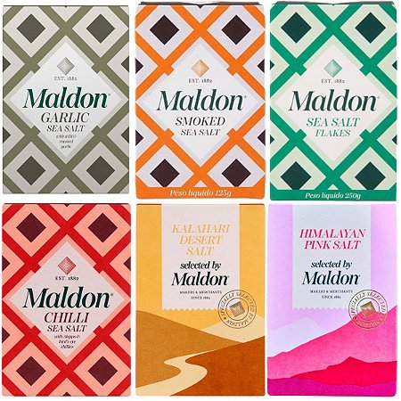 Kit 6 Sal Marinho Maldon Degustação Vários Sabores