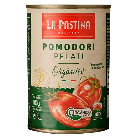Molho Pomodori Pelati Italiano Orgânico La Pastina 400g