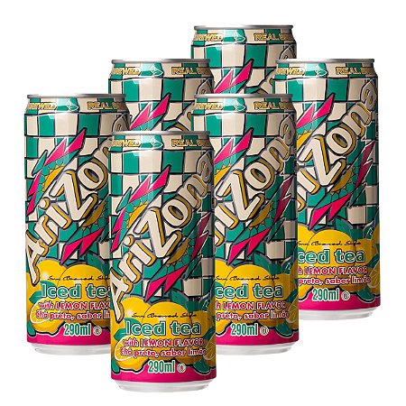 Kit 6 Chás Preto Importado Arizona Sabor Limão 290ml