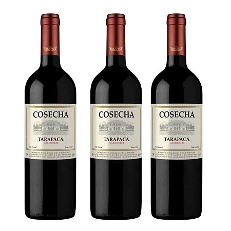 Kit 3 Vinhos Tarapacá Cosecha Carménère Tinto 750ml