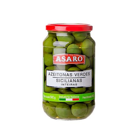 Azeitona Italiana Verde Siciliana Inteira Asaro 340g