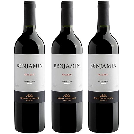 Kit 3 Vinhos Tinto Benjamin Nieto Senetiner Malbec Argentino 750ml