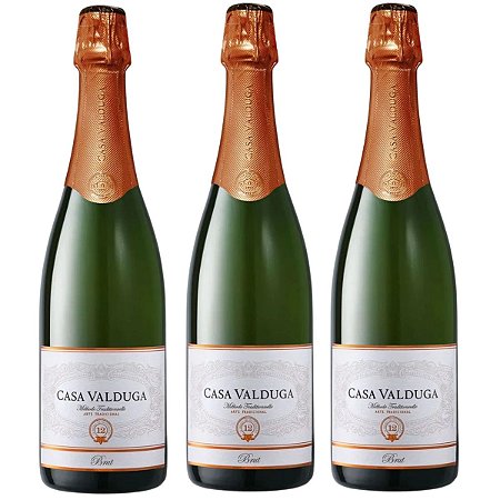 Kit 3 Espumantes Branco Casa Valduga Brut Arte Tradicional 750ml
