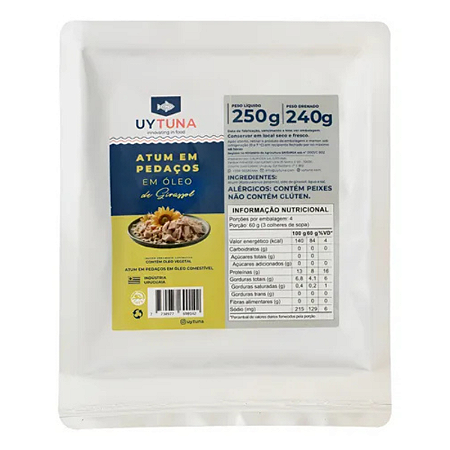 Atum Uytuna Uruguaio Em Pedaços Em Óleo De Girassol 250g