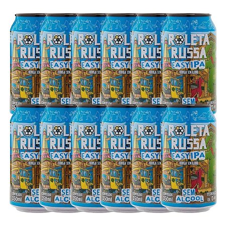 Kit 12 Cervejas Roleta Russa Easy IPA Sem Álcool 350ml