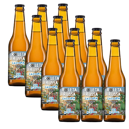 Kit 12 Cervejas Roleta Russa Easy IPA Sem Álcool Garrafa 330ml