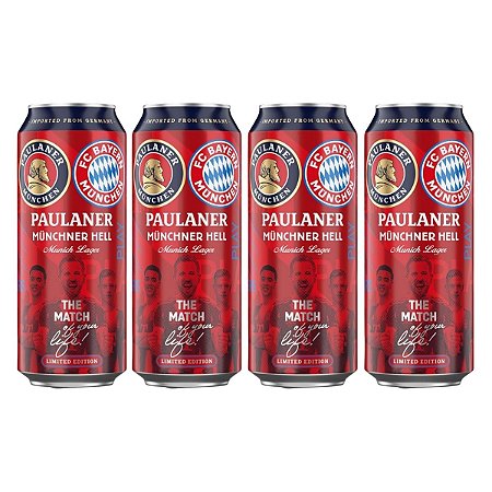 Kit 4 Cervejas Munchner Hell Paulaner Edição Limitada FC Bayer Munich 500ml