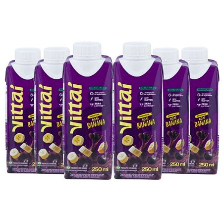 Kit 6 Smoothies Vittaí Açaí Sabor Banana 250ml