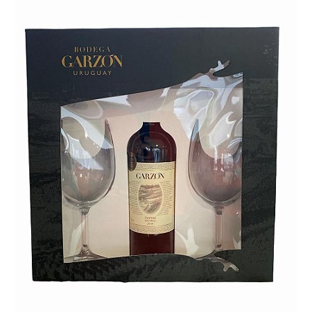 Kit Vinho Tinto Garzon Tannat Com 2 Taças Cristal Uruguai