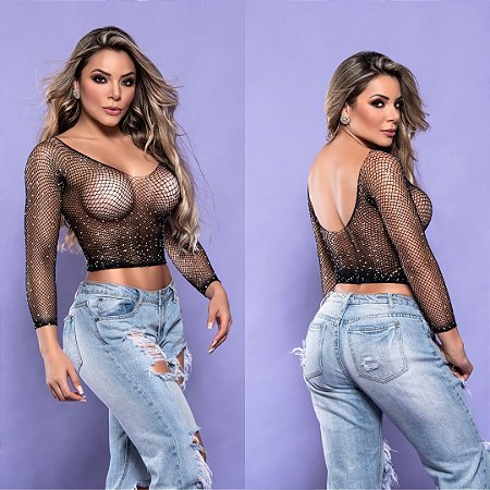 Cropped Arrastão com Strass