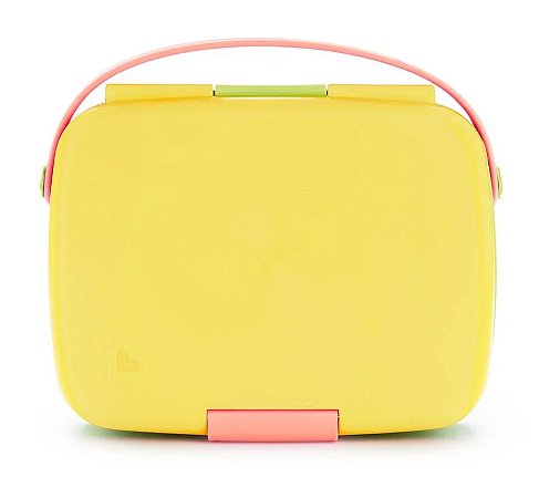 Bento Box Marmita com Divisória e Talher Verde/Amarelo/Rosa Munchkin