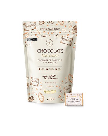 Pouch 20 Tabletes Chocolate ao Leite de Aveia 50% Crocante de Caramelo e Flor de Sal