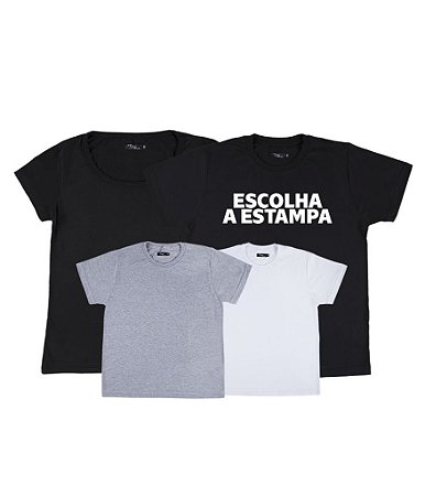Kit Família 04 Camisetas Personalizadas Funny T-Shirts