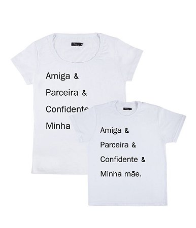 Kit 2 Camisetas Brancas Mãe & Filha Confidente Funny T-Shirts