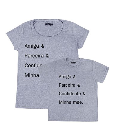 Kit 2 Camisetas Cinzas Mãe & Filho (a) Confidente Funny T-Shirts