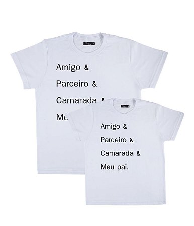 Kit 2 Camisetas Brancas Pai & Filho Amigo Parceiro Funny T-Shirts