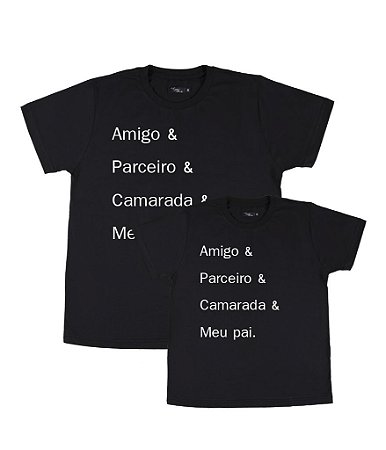 Kit 2 Camisetas Pretas Pai & Filho Amigo Parceiro Funny T-Shirts