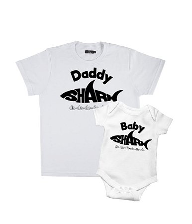 Kit Body Pai & Filho Daddy Shark & Baby Shark Funny T-Shirts