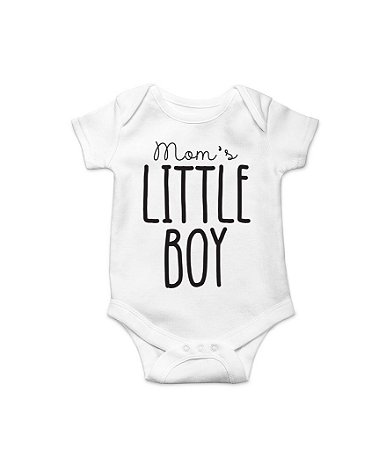 Body de Bebê Mom's Little Boy em Suedine 100% Algodão Fio Egípcio Funny T-Shirts