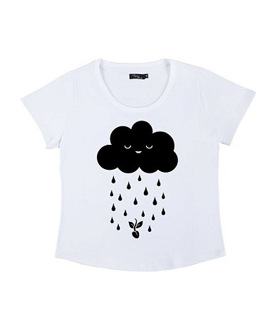 Camiseta Barra Redonda Feminina Chuva de Amor Funny T-Shirts