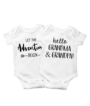 Kit Promocional 2 Bodies Hello Adventure em Suedine 100% Algodão Fio Egípcio Funny T-Shirts