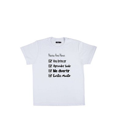 Camiseta Infantil Branca Neste Ano Novo Funny T-Shirts