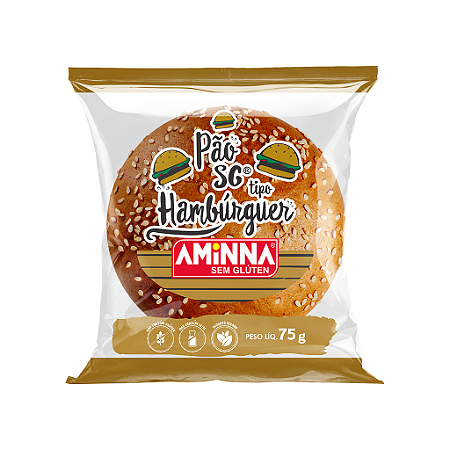 Pão sem Glúten tipo Hambúrguer Aminna, 75g - ID: 204