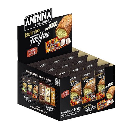 Display 16 unidades - Bolinho For You Sem Glúten Abóbora com Coco Aminna, 35g - ID: 208