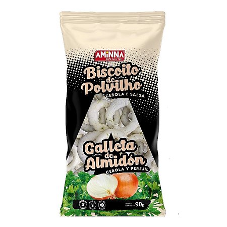 Biscoito de Polvilho Vegano Sem Glúten de Cebola e Salsa Aminna, 90g - ID: 228