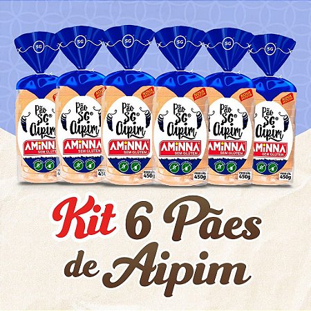 Kit com 6 Pães Aminna sem Glúten Aipim, 450g - ID: 233