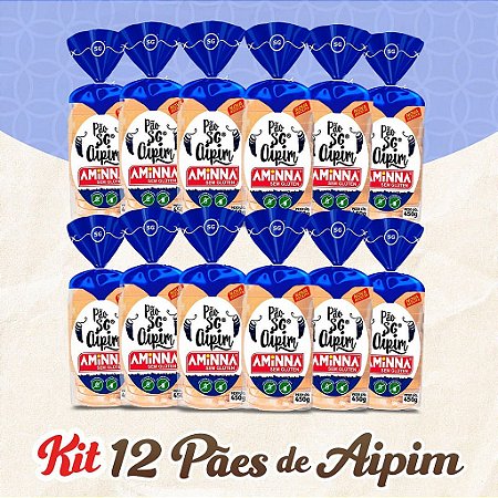 Kit com 12 Pães Aminna sem Glúten Aipim, 450g - ID: 233