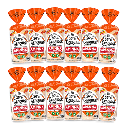 Kit com 12 Pães Aminna sem Glúten, sem Açúcar, Cenoura, 400g - ID: 155