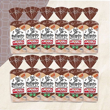 Kit com 12 Pães Aminna sem Glúten Multigrãos, 450g - ID: 174