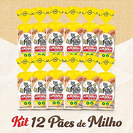 Kit com 12 Pães Aminna sem Glúten Milho, 400g - ID: 153