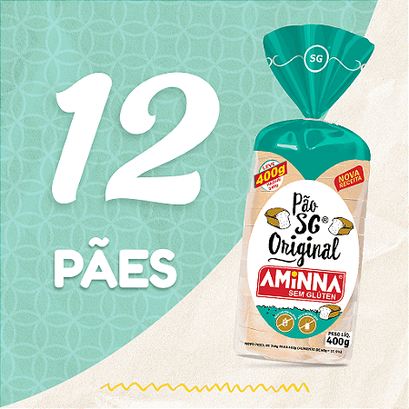 Kit com 12 Pães Aminna sem Glúten Original, 400g - ID: 184